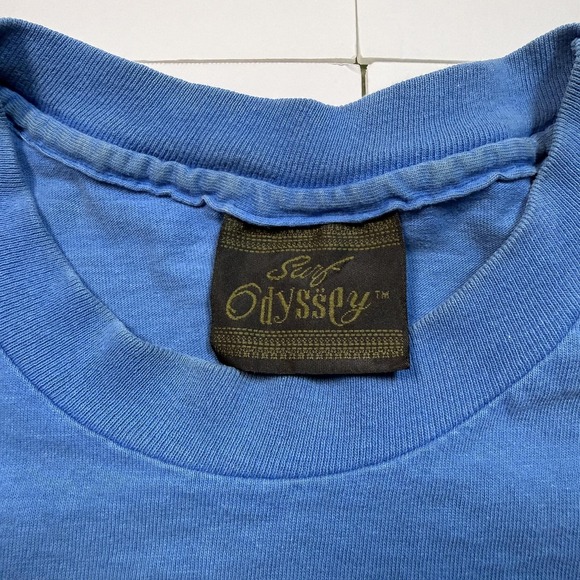Vintage Surf Odyssey Shirt Mens Medium Blue Surf Graphic Tee 90s Retro - Picture 3 of 6